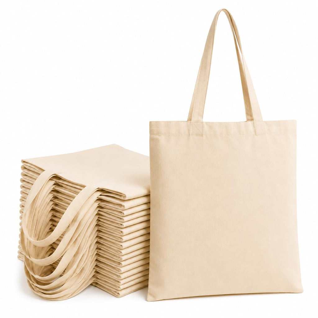 Plain Canvas Tote Bags 14 x 16 Inch, 150 GSM Cotton Tote Bags for Women & Men, Reusable Shopping Grocery Bags for DIY Painting, Craft, College & Daily Use, Multipurpose Bag (Pack of 100)