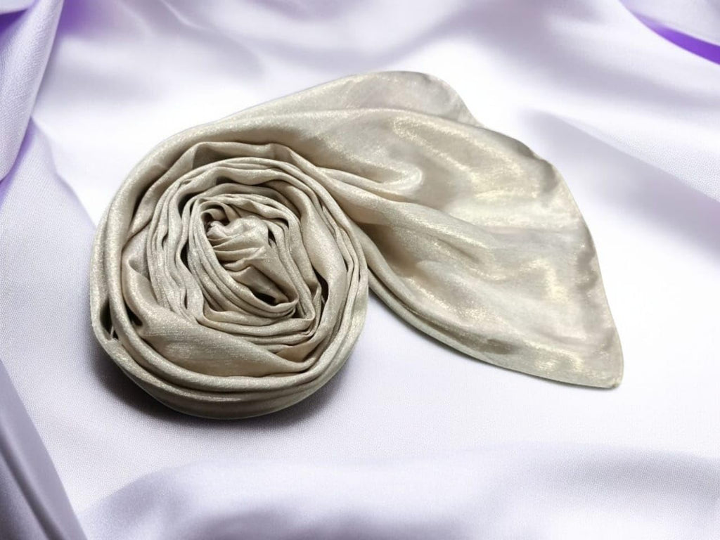 Premium Shimmer Muna Satin Scarf | Hijab | Soft, Shiny & Stylish | 180 cm x 70 cm | Elegant Choice for All Occasions – Parties, Weddings & Festivals (BEIGE)