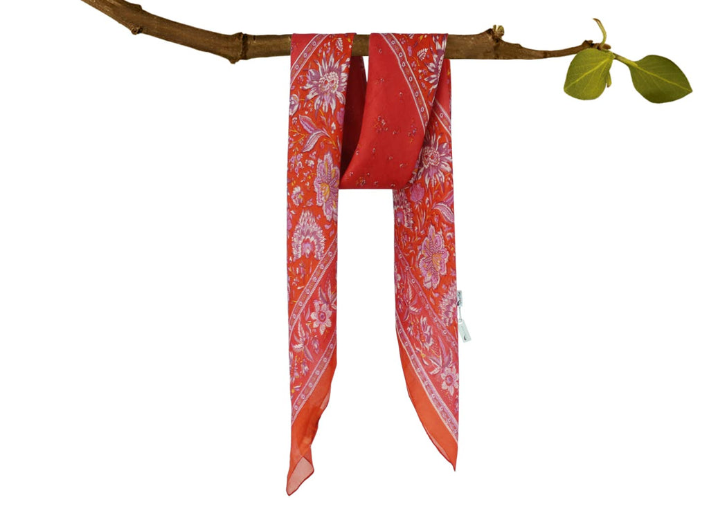 Cashmere Craft Women Men 100% Silk Orange Printed Scarf Size (40 x 40 Inch) CCSILK563
