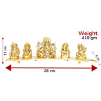 KridayKraft White Metal Gold Plated Ganesha on Leaf with Musical Instrument Metal Statue for Pooja,Home & Office Décor Ganesha Murti Idol,Showpiece Figurines,Religious Idol Decorative Gift Article...