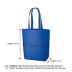Canvas Cotton Tote Bag for Women & Men | 36x37x11 cm Reusable Shopping Grocery Bags | Eco Friendly Shoulder Carry Handbags for Office Travel College Daily Use (Royal Blue)
