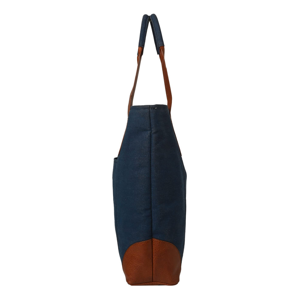 Mona B Canvas Tote Handbag for Women with Pouch perfect for Travel, College and office Use - Navy