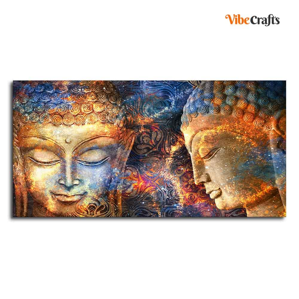 VIBECRAFTS Canvas Paintings for Living Room Drawing Room Head Of Buddha Canvas Wall Painting Fitted With Wooden Frame For Home | Office | Living Room | Gifts (PTVCH_2556)