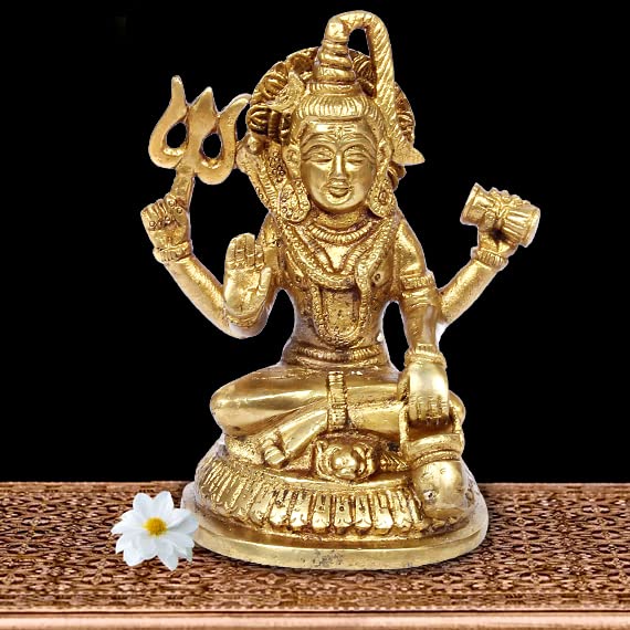 ARTVARKO Lord Shiva Murti Idol Bhagwan Shankar Brass Bhole Nath Mandir Temple Showpiece Accessories Vastu Remedy Size 5 Inches