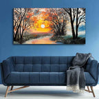 VIBECRAFTS Homcraft Beautiful Sunset Scenery Premium Canvas Wall Painting With Frame for Living Room Drawing Room Home|Office|Gift (PTVCH_2209N)