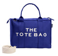 AQVA Printed Cotton Canvas Tote Bag, Navy Blue