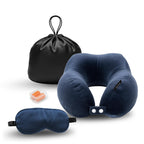Galpino Mart Neck Rest Pillow & Eye Mask Combo for Travel | Ergonomic Neck Support Cushion with Soft Sleeping Eye Mask | Ideal for Flight, Car, Office & Home Relaxation (Blue)