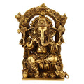 SVARUP Brass Sitting Ganesha Idol in Gold Color Height 8 Inch Weight 1.7 Kg