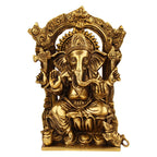 SVARUP Brass Sitting Ganesha Idol in Gold Color Height 8 Inch Weight 1.7 Kg