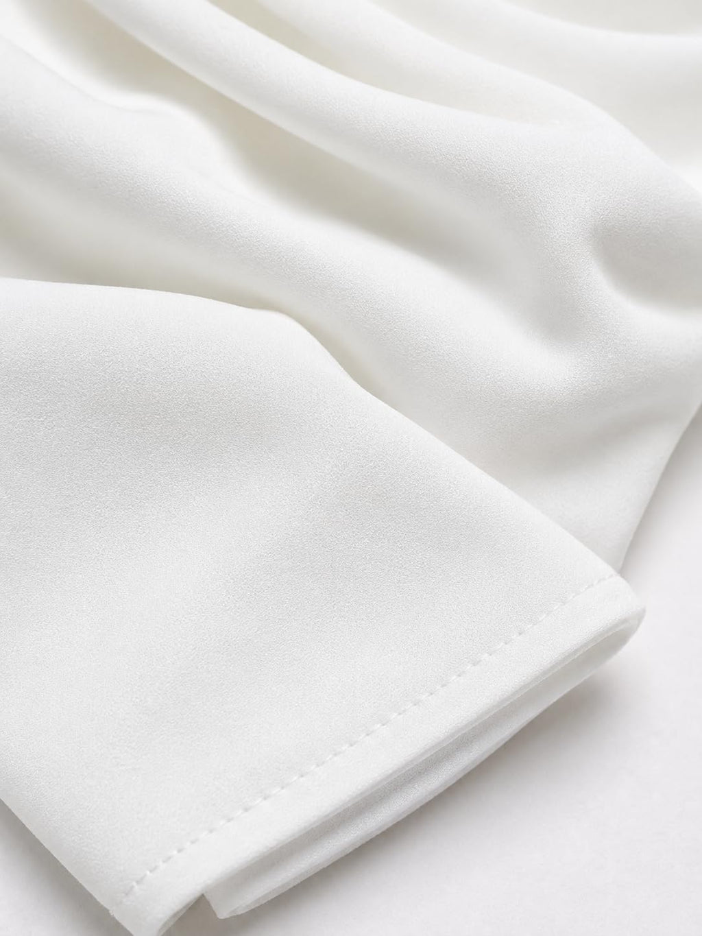 White Georgette Chiffon Hijab Scarf, Lightweight Plain Wrap for Women