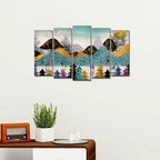 VIBECRAFTS 5 Pieces Modern Art Forest Canvas Wall Painting For Home|Office|Living Room|Gift (PTVC5Pcs2_6511)