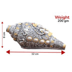 KridayKraft Decorative Lord Ganesha Shank, Silver -Toned, Conch Shell for Wealth, Prosperity and Good Luck Intricate Design, 12 (5) cm x 6 cm