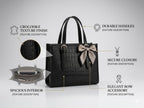 Pavilonn Women Handbag PU Leather Tote Purse Stylish Shoulder Office Bag Black Structured Croco Pattern Ladies Fashion Shopping Handbag Daily Use College Gift (BLACK)