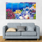 VIBECRAFTS Premium Canvas Wall Painting of Greek Scenery of Five Pieces For Home|Office|Living Room|Gift (PTVC5Pcs4_8740)