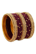 DIYASTHREADSANDBEADS Handmade Silk Thread Designer Bangle Set for Women | Maroon Traditional Bangles with Gold Stone Work | Bridal, Wedding, Festive, Party & Ethnic Wear Jewellery (Pack of 1) (2.2)