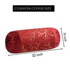 Stuffique Bolster Pillow Cover Set of 2, Round Cushion Cover - 16 x 32 inches, Maroon