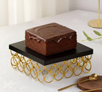 DSH Metal Cake Stand Square Cake Cutting Display Stand Multipurpose for Birthday and Wedding Party Suitable for 1 Pound Cake Small Black