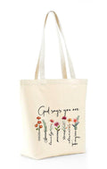 Heu “God Says You Are” Printed Canvas Tote Bag | Inspirational Christian Quote Cotton Shoulder Bag | Eco-Friendly Reusable Tote for Women