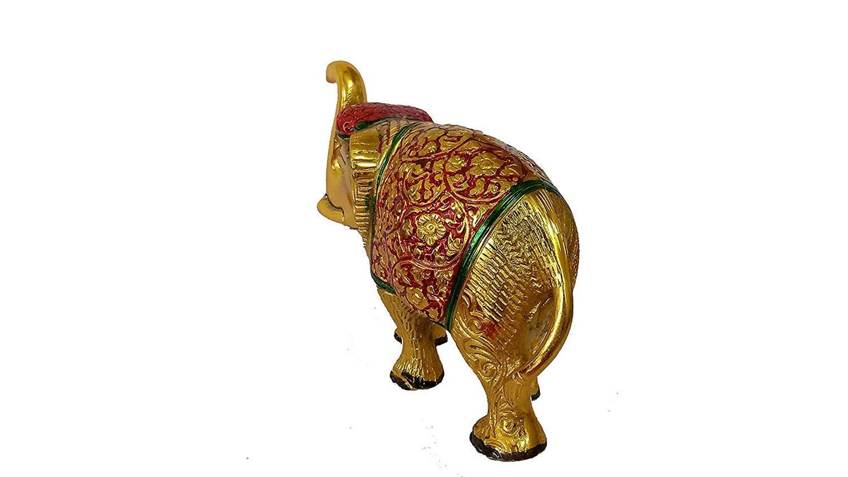 Prince Home Decor & Gifts Multi Coloured Metal Elephant Pair for Showpiece- Enhance Your Home As Well As Office Décor- Beautifully Hand Crafted & Hand Carved Item (Standard)