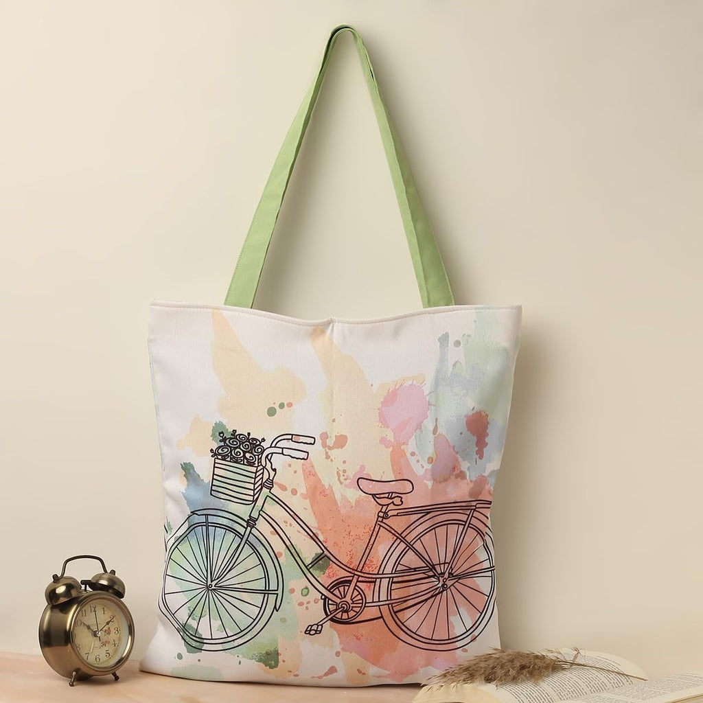 The Purple Tree Cycle Canvas Tote Bag for Women - 1 Pc, Women Tote, Printed Canvas Tote Bag, Printed Tote, Stylish Bags