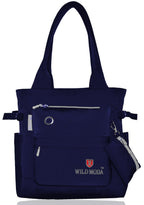 WILD MODA College And Office Everyday Tote Bag For Girls And Women (Blue & Grey)