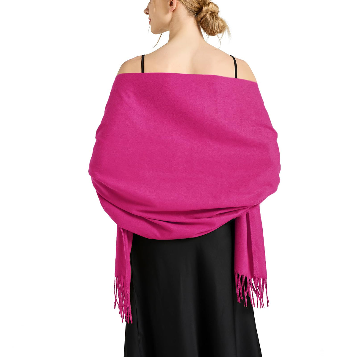 Ciormis Pashmina Scarf for Women, Soft Pashminas Shawls and Wraps for Evening Dresses, Wedding Bride Bridesmaid Shawls Scarf, Fuchsia, 27 x 78 inches (70 x 200cm)