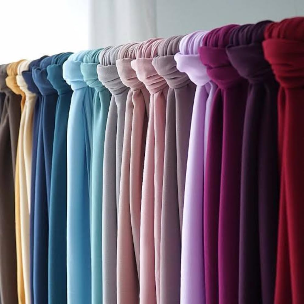 Trending Plain Chiffon Georgette Fancy Hijab/Scarves/Shawl/Stoles/Duppatta Combo of 3 Muslim Women Malaysian Soft College Girls Abaya Scarf Collection (Egg plant, Black,Grape Wine)