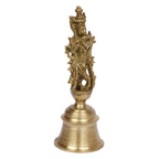 ARTVARKO Brass Krishna Playing Flute Hand Held Bell Ghanti for Gods Puja Home Office Temple Pooja Gift Spiritual Gifts 5.5 Inch