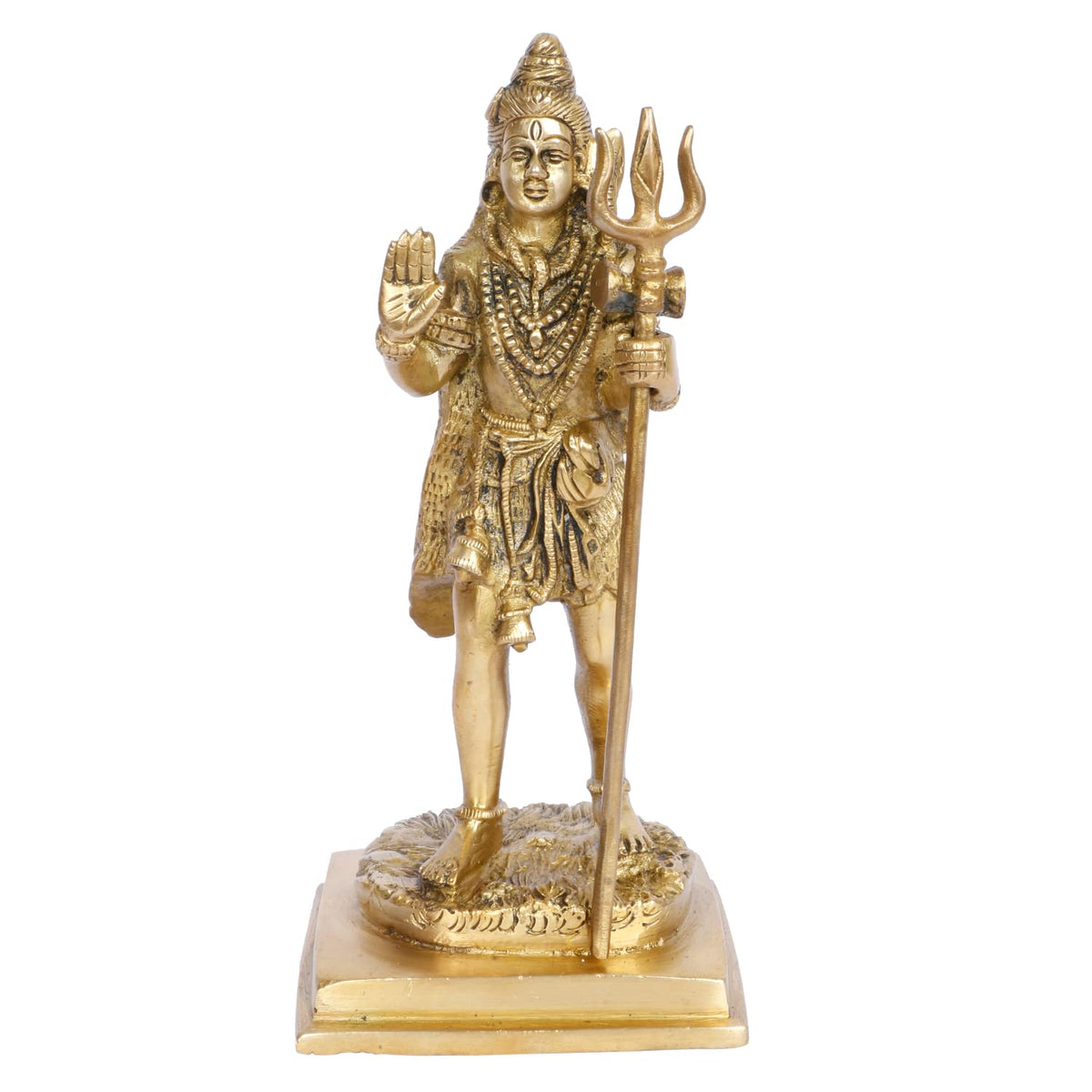 ARTVARKO Brass Standing Shiva Statue God Bholenath Shiva Idol Showpiece for Pooja Lord Blessing Shanker Deity Figurine Home Office Temple Art Decor 8.5 Inch