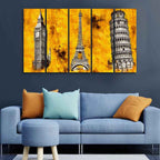 VIBECRAFTS Beautiful Monuments Premium Wall Painting Set of Five For Home|Office|Living Room|Gift (PTVC5Pcs4_8701)