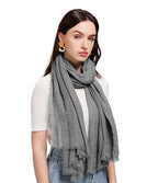 ICW Women's UV Protection Premium Light Weight Wrinkle Ironless Crinkle Cotton Hemp Summer Scarf Stoles Shawl head scarves for girls (colour 6)