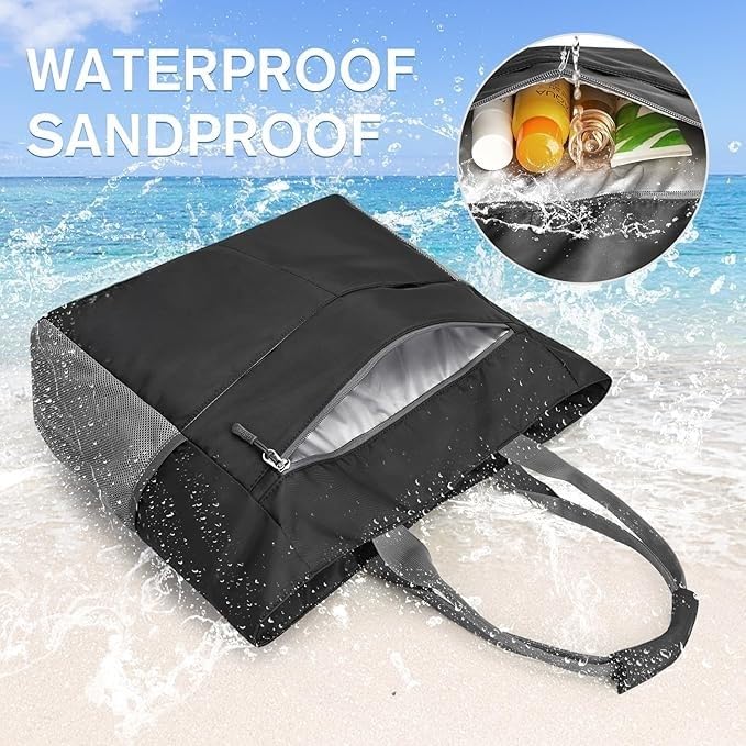hirTa Gab Tote Bag with Makeup Pouch for Teacher Women Office Girls Work Multipurpose HandBag with Zipper Pocket Mostly Use for Travel Grocery Beach Hobo Diaper Changing Pool Bag (Charcoal Black)