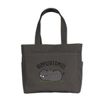 TSANTA U Shaped Canvas Tote Bag, 35.56x33.02 cm with 10.8 cm Gusset, Cotton, Zipper Closure, Laptop Compartment (Hippo)