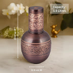 Vip luxe Surahi Vintage Copper Water Jug – 1.5L | Handcrafted Heavy-Gauge Pure Copper Ayurvedic Pitcher |Wellness Drinkware