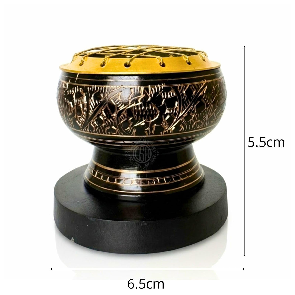 DSH Charcoal Incense Burner, Loban Burner, Brass Dhoop Dhuni Burner, Resin & Home Office Temple Prayer Butler, Round