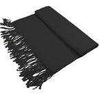 Women Large Soft Silky Pashmina Shawl Wrap Scarf in Plain Solid Colors, Black, 28x72