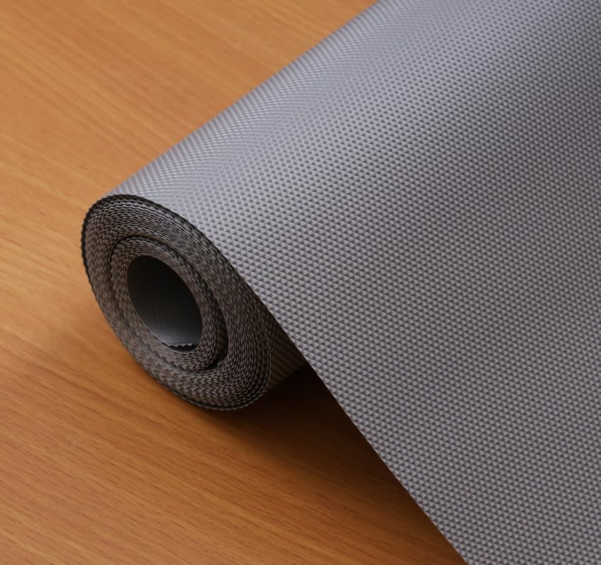 ASOMA Anti-Slip Kitchen Cabinet Drawer Shelf Mat Liner Sheets Waterproof Strong Table Mat EVA for Bathroom, Fridge Mat Textured Multipurpose Use (Grey - 45 * 500 CM) Kafalo