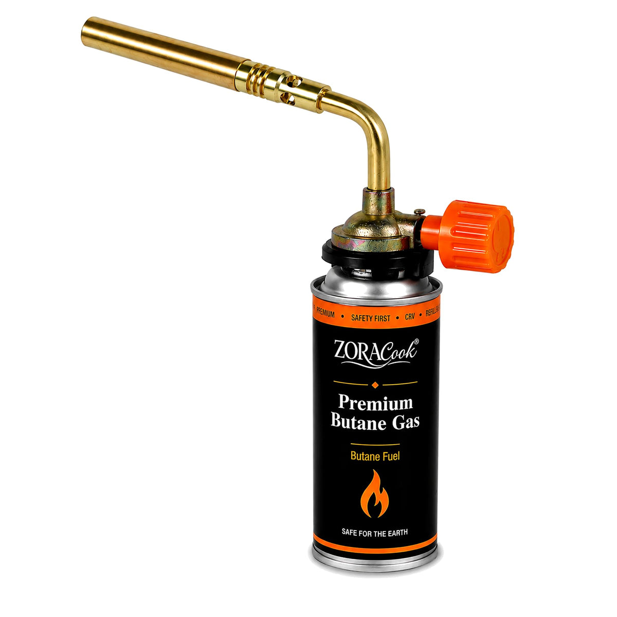 Zoracook Butane/LPG Single Nozzle Gas Torch with Brass Nozzle with 1 Butane Gas Canisters Multipurpose Manual Ignition for Cooking Copper Pipe Welding Jewellery Making Soldering Camping DIY