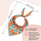 Hair Drama Co. Floral Blossom Print Bandana Head Scarf for Women | Silk Satin Head Wrap Bandana Scarves | Boho Style Statement Headband Stylish Design | All Day Wear Scarves | Hair Scarf Accessories