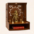 Royal Walnut Finish Wooden Pooja Mandir | Wall Mounted Home Temple with LED Lights & Spacious Storage | Premium Handcrafted Puja Unit (37.5 * 29 * 25 CM) (Large) A4