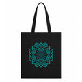 Adorvue New Launch Black Canvas Tote Bag for Women with Floral Mandala Print | Cotton Shoulder Bag | Reusable Eco-Friendly Shopping Tote | Large 14x16 Inch Bag for College, Office, Travel & Daily Use