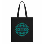 Adorvue New Launch Black Canvas Tote Bag for Women with Floral Mandala Print | Cotton Shoulder Bag | Reusable Eco-Friendly Shopping Tote | Large 14x16 Inch Bag for College, Office, Travel & Daily Use