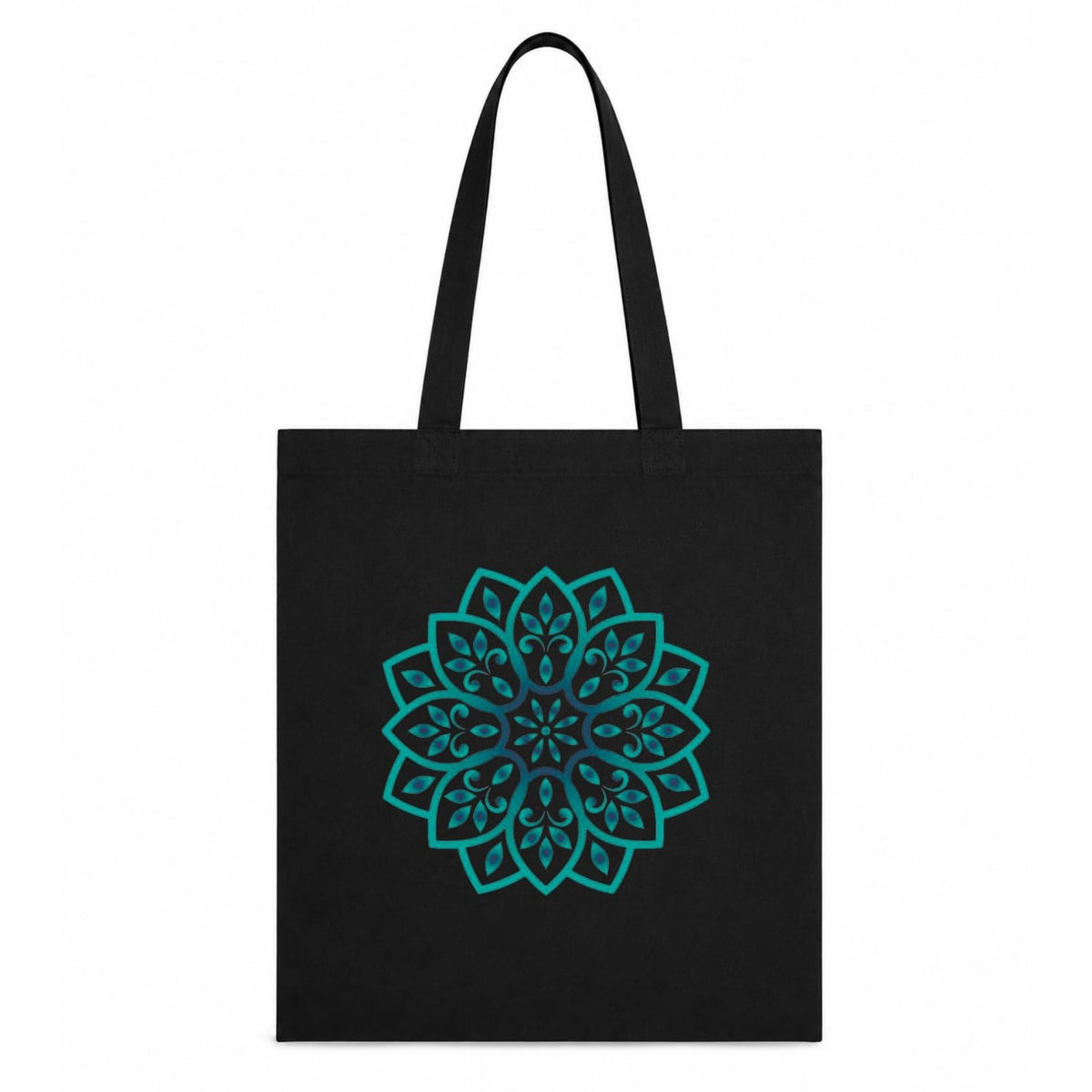 Adorvue New Launch Black Canvas Tote Bag for Women with Floral Mandala Print | Cotton Shoulder Bag | Reusable Eco-Friendly Shopping Tote | Large 14x16 Inch Bag for College, Office, Travel & Daily Use