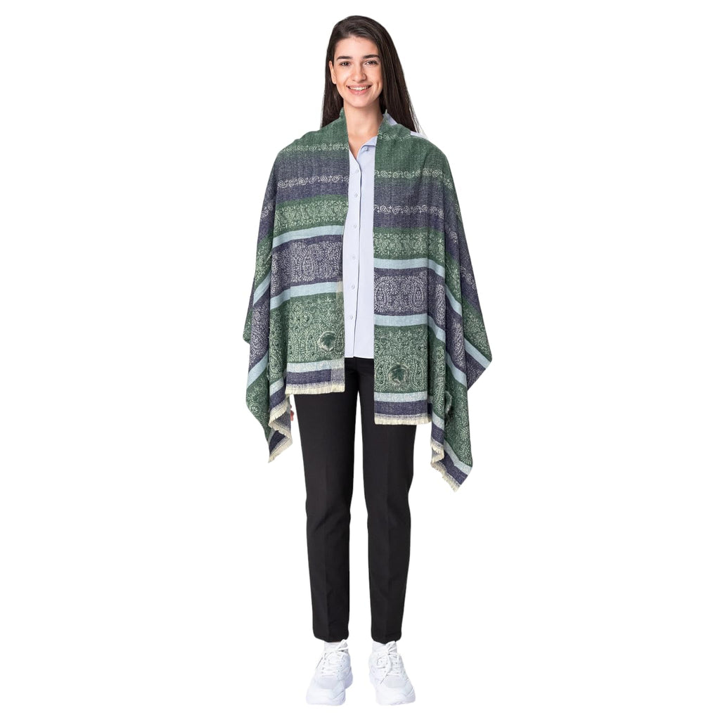 Huevess Kashmiri Winter Woolen Stole for Women (Dark Green)