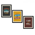 VIBECRAFTS Motivational Quotes Multi Wall Hanging Frames Set of 3 For Office Digital Reprint Posters with Synthetic Wooden Frame Home, Decorative Gift Item (15 x 12 inch) (PFVC3Pcs4_1316)