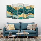 VIBECRAFTS Abstract Mountains Luxurious Pattern Wall Painting of Five Pieces For Home|Office|Living Room|Gift (PTVC5Pcs2_6600)