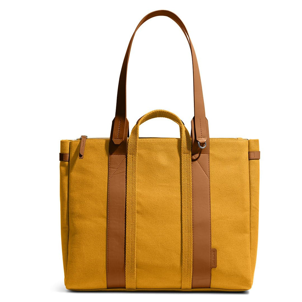 DailyObjects Women's Latest System Tote Bag|Stylish & Spacious Canvas Handbag With Zip Closure|Handcrafted Ladies Shoulder Purse|Sturdy Double Handles|Padded Laptop Compartments For Upto 14,Yellow