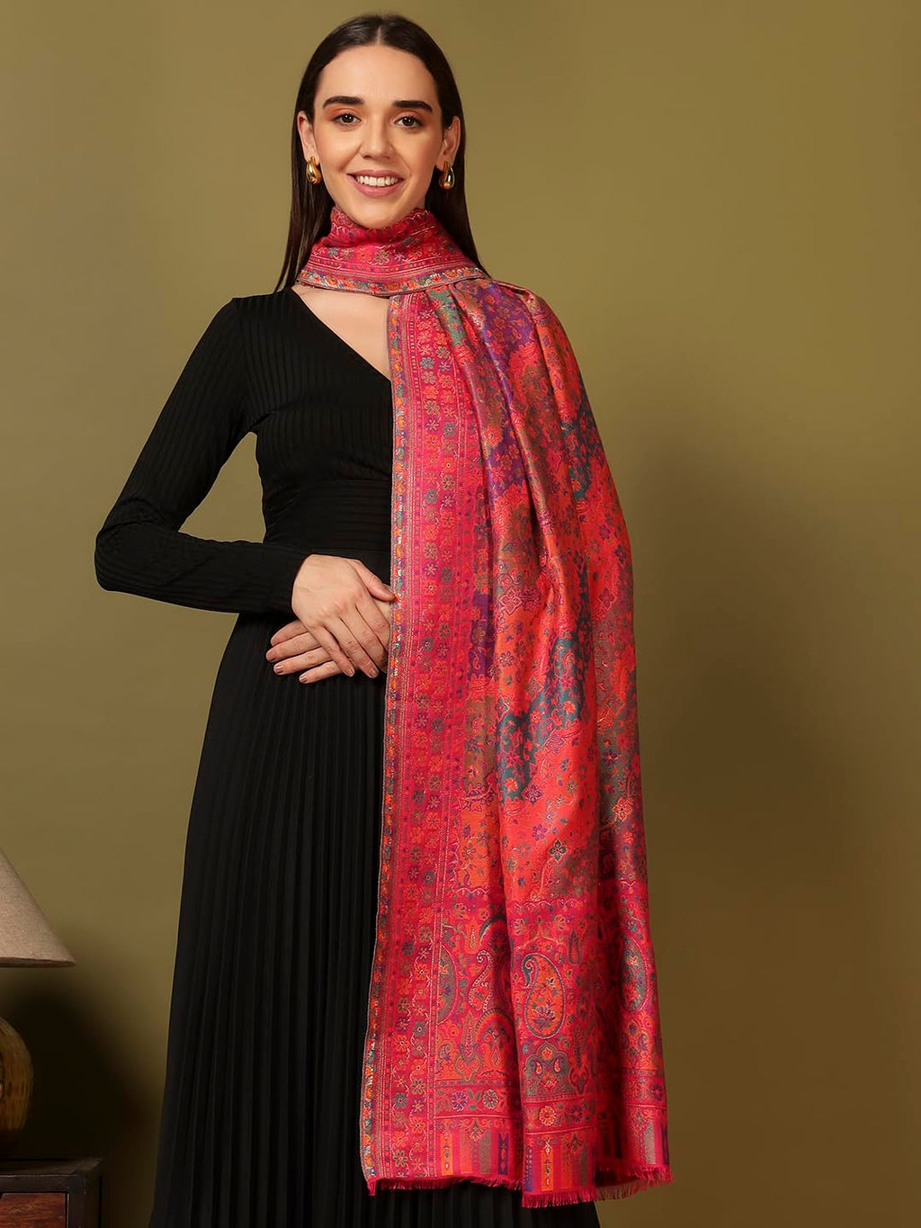 Pashmoda Women Libaas Zari Kaani Fine Wool Shawl (Size: 40x80in, 101x203cm) RSS44