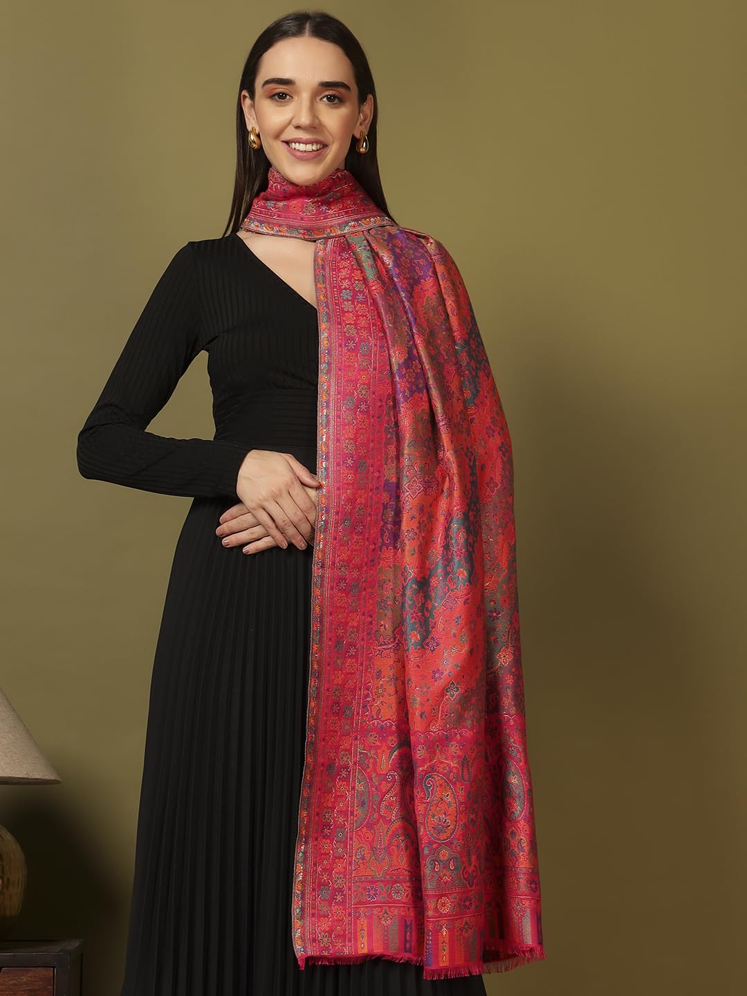 Pashmoda Women Libaas Zari Kaani Fine Wool Shawl (Size: 40x80in, 101x203cm) RSS44