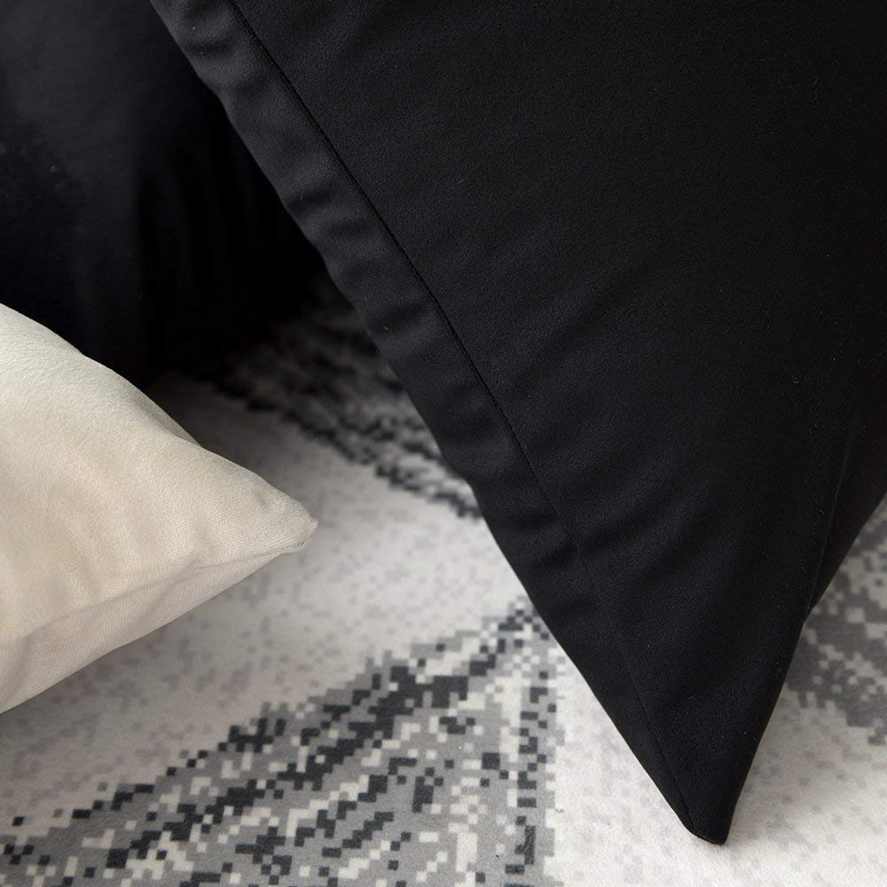 Khooti Velvet Cushion Cover, 22x22 (Black)(Pack of 5)